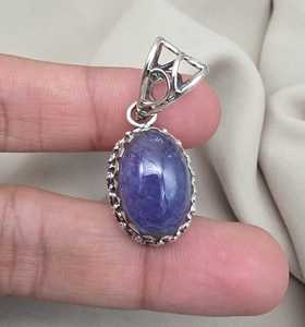 Pendentif Cabochon Tanzanite Naturelle en Argent Sterling 925 Fait Main, Bijou en Pierre Précieuse Bleu Violet, Cadeau - Product Image 3