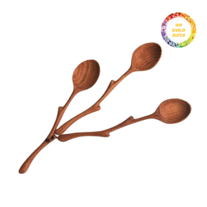 Cuchara de madera hecha a mano con tallado de hojas y flores, material ecológico, ideal para tiendas de regalos, venta al por mayor. - Product Image 6