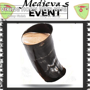Chope à bière artisanale en corne de Viking avec finition naturelle polie et support en bois – Chope traditionnelle pour la maison - Product Image 5