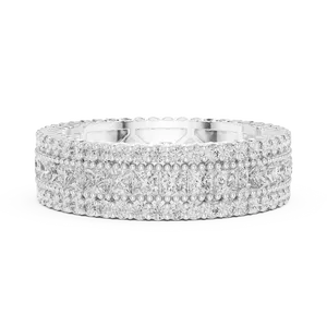 Bague d'éternité unisexe de luxe en argent sterling 925 avec diamants de laboratoire taille princesse, couleur E, certifiés IGI, à plusieurs rangs, style accent de luxe - Product Image 3