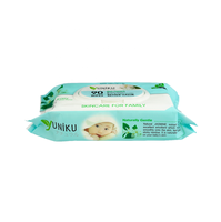 Lingettes pour bébé YUNIKU, 60 lingettes, qualité supérieure, ingrédients doux, formule à base d'eau pure, non parfumées, non tissées, taille 15x20 cm