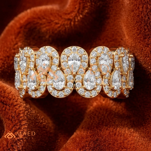 Luxury 14K Gold Lab Grown Diamond Asymmetric Open <b>Ring</b> | Baguette & Round Brilliant Cut Cluster Bypas Band Modern <b>Statement</b> <b>Ring</b> - Product Image 1