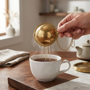 Golden Brass Tea Ball <b>Infuser</b> Hanging Chain Fine Perforated Sphere Loose Leaf Tea Steeper Spice Mesh Filter Mug <b>Teapot</b> Strainers - Product Image 3