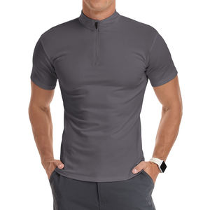 Camiseta de punto ligera de manga corta con cuello de cremallera para hombre, estilo casual, deportiva, de verano, tipo jersey, con cremallera de un cuarto - Product Image 5