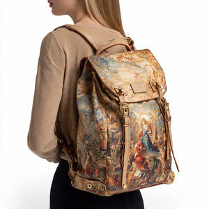 Travel <b>Laptop</b> Striped Printed Backpack 17 Inch Extra <b>Large</b> Waterproof Unisex String Closure Backpack with USB - Product Image 3