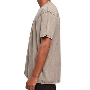 เสื้อยืดขายส่ง ผู้ชาย ไซส์ใหญ่ ผ้าคอตตอนหนา ย้อมสีแบบแอซิดวอช ไหล่ตก สไตล์อเมริกัน ฮิปฮอป สตรีทแวร์ - Product Image 2