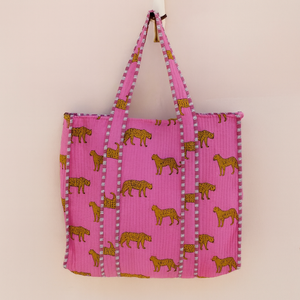 Elegant Quilted 100% Cotton Tote <b>Bag</b> Animal Print <b>Long</b> Handle Shoulder Strap Reusable Shopping Travel Beach Daily Use Gift - Product Image 3
