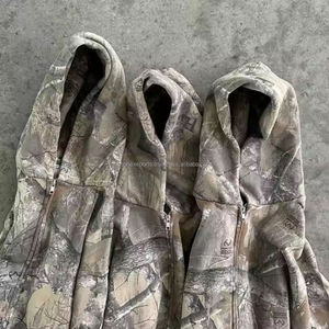 Sweat à capuche unisexe 100% coton personnalisé camouflage surdimensionné (450-500 g/m²) lavage à l'acide éponge française vraie chasse aux arbres sweat à capuche pour homme - Product Image 2