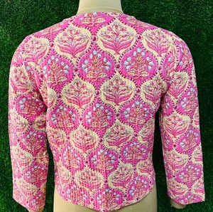 Chaqueta Acolchada de Algodón Hecha a Mano para Mujer, Estampado Floral, con Lazos Delanteros, Ligera, Estilo Boho, Informal, para Usar en Capas, Prenda Exterior Étnica - Product Image 2