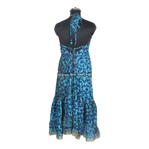 Nuevo Vestido Bohemio Vintage de Seda Reciclada, Vestido Étnico para Festival, Vestido Halter de Playa para Mujer, Vestido Elegante para Cena - Product Image 2