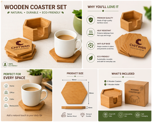 Juego de Posavasos de Madera Personalizados de Diseño - Productos de Oficina Promocionales Elegantes para la Protección de la Mesa en Acción de Gracias y Navidad - Product Image 2