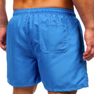 Pantalones Cortos Casuales para Hombre, Color Azul Sólido, de Secado Rápido, con Cordón Ajustable, Bolsillos, Cintura Media, Tejido de Poliéster - Product Image 3