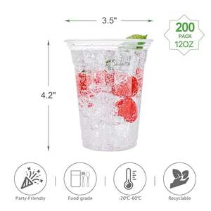 แก้วพลาสติก PET ใส ขนาด 12 ออนซ์ ปลอดสาร BPA ทนทาน ย่อยสลายได้ ใช้แล้วทิ้ง บรรจุ 50 ใบ สำหรับน้ำผลไม้ น้ำอัดลม กาแฟเย็น - Product Image 3