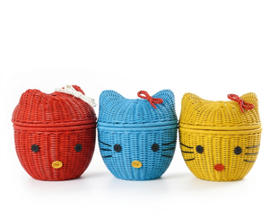 Panier de rangement en osier pour le linge, produit indonésien, mignon, chaton, pour tout usage - Product Image 2