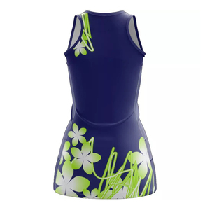 Tenue de netball sur mesure pour adultes et enfants, sans manches, design Aline, impression numérique intégrale, matière polyester, bavoir inclus - Product Image 3
