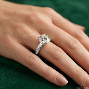 Anillo de Compromiso Solitario con Diamante Cultivado en Laboratorio, Corte Redondo Personalizado, Chapado en Oro Blanco, Anillo de Boda para Mujer, Certificado IGI - Product Image 5