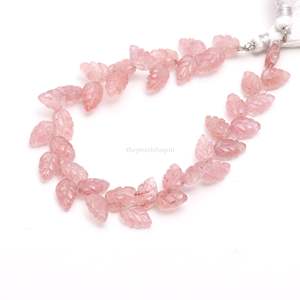 Cuentas de Cuarzo Rosa Fresa AAA en Forma de Hoja, Piedras Preciosas Naturales Talladas a Mano de 10-11 mm, Cuentas de Cuarzo Rosa Fresa para la Fabricación de Joyas - Product Image 4