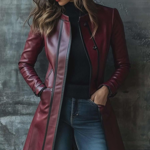 Veste en cuir véritable pour femmes, finition douce, élégante, pour un usage quotidien. - Product Image 5