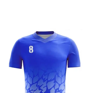Conjunto de Camiseta y Pantalones Cortos de Fútbol Azules Sublimados Personalizados Unisex, Transpirables, de Secado Rápido, con Personalización Frontal, Ropa Deportiva para Equipos de Fútbol - Product Image 4