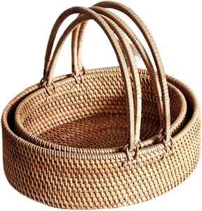 Paniers de rangement en rotin de haute qualité du Vietnam, au meilleur prix, avec poignée annulaire, design multifonctionnel, taille moyenne, écologiques, pour fruits et noix - Product Image 1