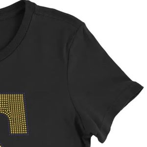 Camiseta Negra con Pedrería Dorada de Sigma Gamma Rho 100, Manga Corta, Cuello Redondo, Gráfico de Letras Griegas Brillantes, Casual para Fraternidad - Product Image 5