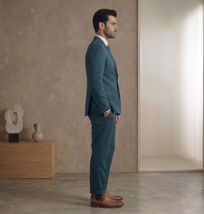 Traje de Negocios y Boda para Hombre Bearfit, Estilo Británico, Corte Slim, Abrigo de Calidad en Tela de Lana Peinada, Transpirable, Cierre de un Solo Botón - Product Image 2