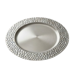 Assiette de service alimentaire en argent martelé, assiette de présentation pour service de dîner, organisateur de mariage, vaisselle pour traiteur et événements - Product Image 3