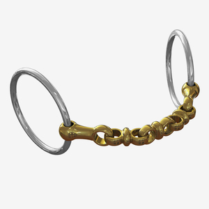 Bocado de acero inoxidable King Dee de doble articulación con discos de latón sueltos de 5.5 pulgadas |   Bocado de Entrenamiento Duradero para Montar a Caballo - Product Image 4
