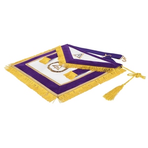 Delantal de la Corporación de los Maestres de la Francmasonería Royal & Select - Borlas con Flecos de Hilo Dorado y Emblema Bordado, Insignia Masónica - Product Image 2