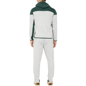 Men's Color Blocking Tracksuit Full <b>Zip</b> <b>Hooded</b> Sweatshirt With Side Pockets Casual Wear Polyester Cotton Blend Regular Fit - Product Image 3