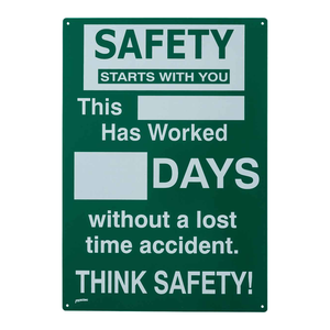 ป้ายวันปลอดอุบัติเหตุ Brady Lost-Time-Accident-Free สำหรับใช้ภายใน/ภายนอกสถานที่ทำงาน ทำจาก PVC และเหล็ก - Product Image 1