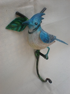 Crochet en fer peint en bleu pour oiseaux - Product Image 3