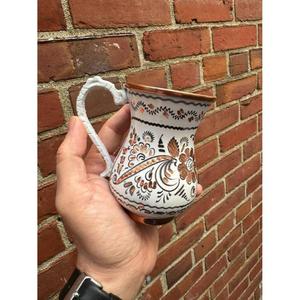 Taza de Té/Café de Cobre con Diseño Floral Blanco, Tazas Elegantes para Cafetería/Bar, Aptas para Lavavajillas, Estilo Moderno, Reutilizables, para Cerveza - Product Image 5