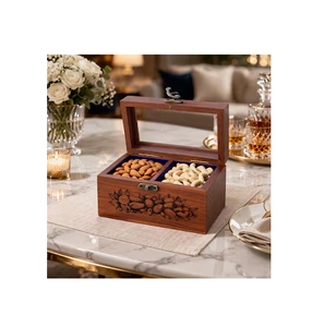 Caja de Madera para Dulces y Frutos Secos, Excelente Calidad, Rectangular, con Compartimentos y Tapa Abatible - Product Image 1