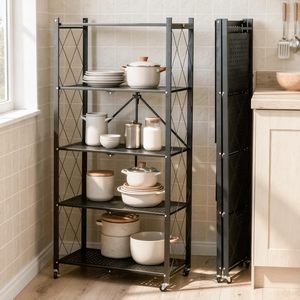 Estante de Almacenamiento Metálico Industrial para Cocina de 5 Niveles con Ruedas para Platos y Tazones, Tipo Vertical, Diseño No Plegable - Product Image 5