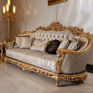 Juego de Sofás Seccionales de Madera Maciza Europea Clásica de Lujo en Oferta, Muebles Elegantes para Sala de Estar - Product Image 4