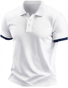 Custom Men White Breathable for <b>Shirt</b> Short Sleeve Casual Cotton Sportswear Golf T <b>Shirt</b> Contrast <b>Navy</b> <b>Blue</b> Cuff Business - Product Image 1