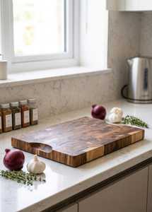 Tabla de Cortar Rectangular Grande, Gruesa, Natural, Sólida, de Alta Calidad, de Madera de Nogal y Acacia, Ecológica, Antideslizante, Apta para Lavavajillas - Product Image 6