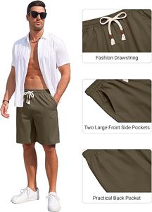 Shorts chino pour homme en coton extensible de qualité supérieure, décontractés, pour l'été, respirants, avec cordon de serrage, logo sur le devant, style golf - Product Image 2