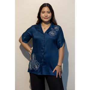 Camisa de Mujer de Algodón Giza Azul Premium, Estilo Casual Elegante para Uso Diario, Proveedor - Product Image 2