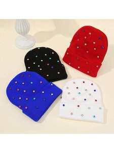 หมวกบีนนี่ประดับเพชรเทียมแบบยูนิเซ็กซ์ รุ่นใหม่ปี 2025 สำหรับฤดูหนาว อุ่นสบาย แฟชั่นทันสมัย รับผลิตตามสั่ง ขายส่ง - Product Image 6