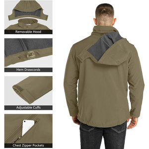 Veste coupe-vent à capuche pour homme, tissu en toile, logo sur le devant, couleurs personnalisables, taille, haute qualité, imperméable, écologique - Product Image 3
