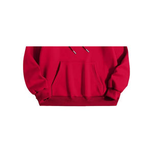 Sweat à capuche d'hiver pour femme 100% coton molletonné écologique respirant coupe-vent brodé surdimensionné avec logo frontal uni bleu foncé OEM - Product Image 3