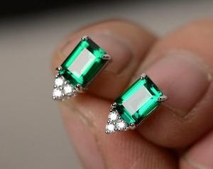 Sapphire <b>Stud</b> <b>Earrings</b> Cushion Cut Gemstone Sterling Silver September Birthstone Jewelry Gift Women - Product Image 3