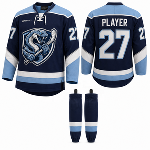 Camiseta de hockey sobre hielo personalizada para hombre, sublimada, de sarga, con malla texturizada, correa de hombro ajustable, correa frontal elástica en cuatro direcciones - Product Image 1