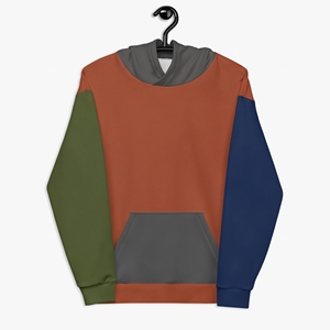 Sweat à capuche multicolore pour homme avec empiècements géométriques contrastants, cordon de serrage réglable et poche kangourou - Product Image 2