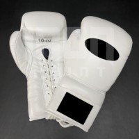 Guantes de Boxeo Blancos Personalizables de Primera Calidad, con Agarre Ergonómico, Cuero Vacuno Genuino, Acolchado Grueso de 4 Capas, con Cordones, Antideslizantes