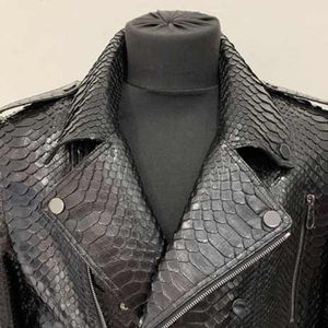 Chaqueta de Invierno de Piel de Serpiente para Hombre, de Alta Calidad, Ecológica, con Logotipo Personalizado, Estilo Vintage, Cortavientos - Product Image 6