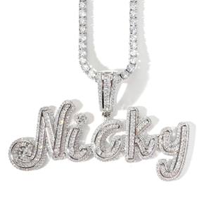 Custom <b>Name</b> Moissanite Letter Pendant 925 Silver Rhodium Plated Iced <b>Chain</b> Necklace Hip Hop Jewelry Hinduism Charms - Product Image 1