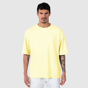 T-shirt décontracté surdimensionné pour homme, personnalisé, de haute qualité, respirant, vierge, grande taille, imprimé sérigraphié, été, éco-responsable, devant uni - Product Image 1